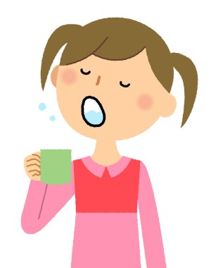 Kız, Gargara / Kız Gargara Çizimi.