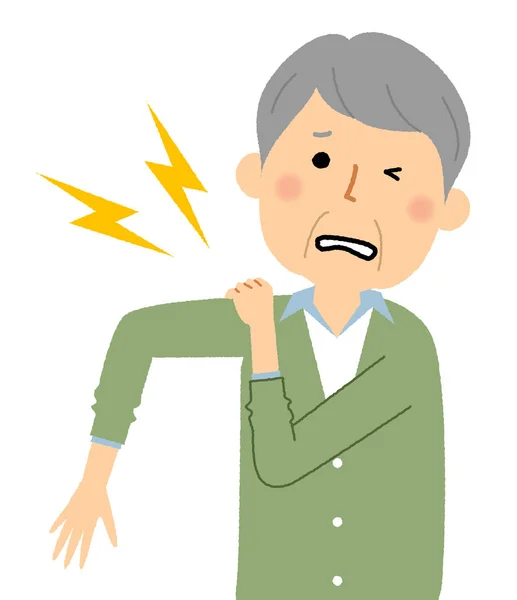 Elderly Man Shoulder Pain Illustration Elderly Man Shoulder Pain — Stock Vector