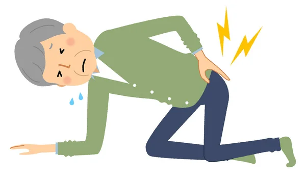 Elderly man, Low back pain, Backache/It is an illustration of an elderly man who has pain in the lower back. — Stock Illustration Elderly Man Low Back Pain Backache Illustration Elderly Man Who Stock Vector