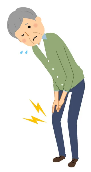 Elderly man, Knee pain/It is an illustration of an elderly man whose knee is sore. — Stock Illustration Elderly Man Knee Pain Illustration Elderly Man Whose Knee Sore Stock Illustration