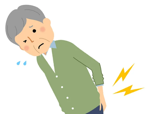 Elderly man, Low back pain, Backache/It is an illustration of an elderly man who has pain in the lower back. — Stock Illustration Elderly Man Low Back Pain Backache Illustration Elderly Man Who Royalty Free Stock Vectors
