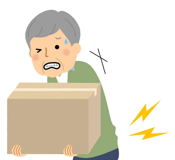 Elderly man, Backache ,Lumbago/It is an illustration of an elderly man who has pain in the lower back. — Stock Illustration Elderly Man Backache Lumbago Illustration Elderly Man Who Has Pain Vector Graphics