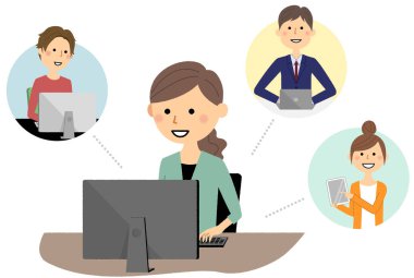 Working remotely/Illustration of a person working remotely. clipart