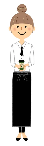 Cafe Clerk Cafe Staff Take Out Jest Ilustracja Personelu Kawiarni — Wektor stockowy