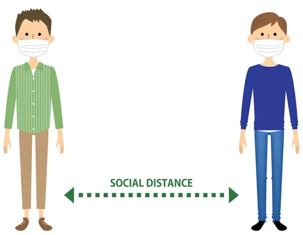 Distancia Social Ilustración Personas Que Toman Distancia Social — Vector de stock