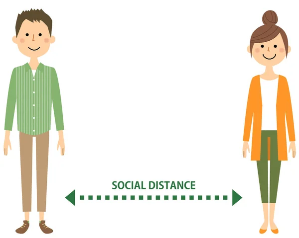 Distancia Social Ilustración Personas Que Toman Distancia Social — Archivo Imágenes Vectoriales