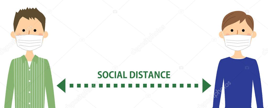Social distance/Illustration of people taking a social distance.