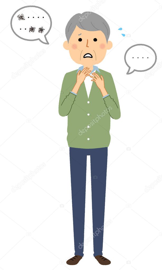 Elderly man, Language disorder/It is an illustration of an elderly man who became speech impaired.
