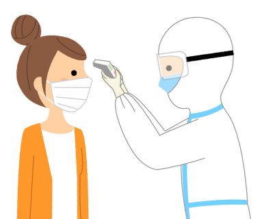 Vücut sıcaklığı ölçümü / Sıcaklık ölçümü yapan bir kadının bir göstergesidir.