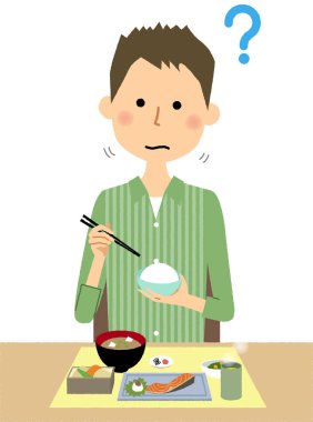 - Tat bozukluğu olan genç erkekler. - Bu, yemeğin tadını hissetmeden rahatsız olan genç bir adamın çizimi..