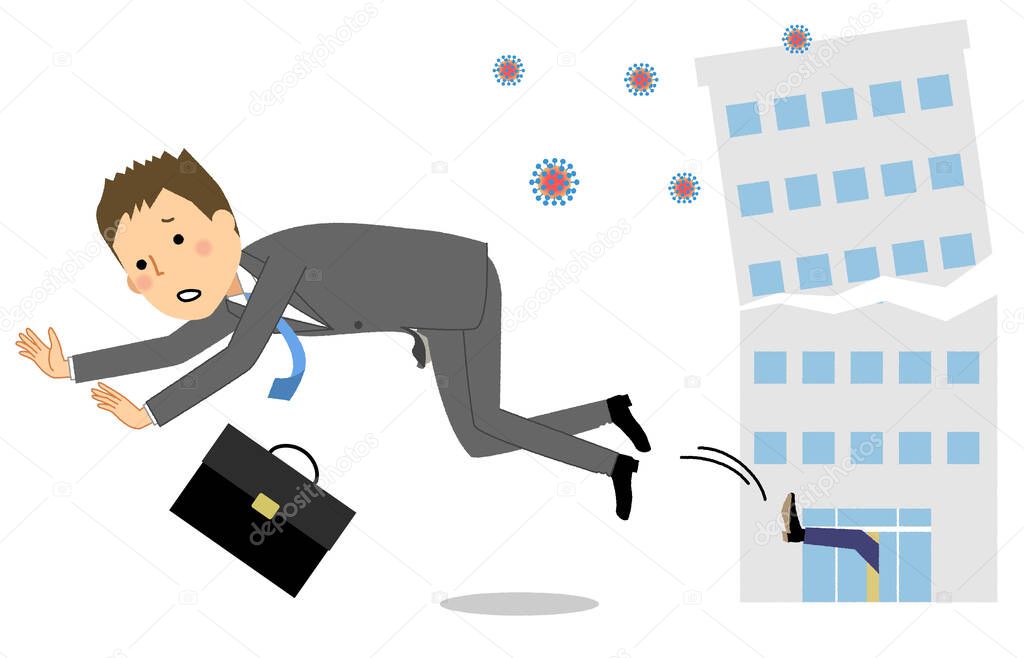 A businessman who has been fired/It is an illustration of a businessman who has been fired.