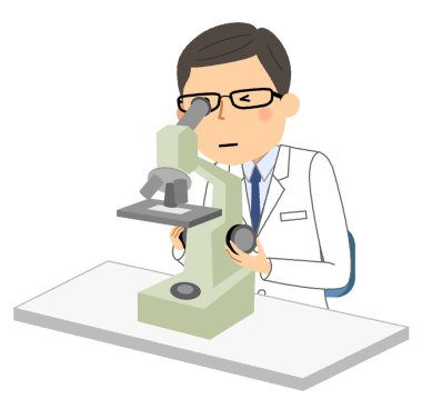 Beyaz önlüklü bir adam mikroskoptan bakıyor. Beyaz önlüklü bir adam mikroskoptan bakıyor..