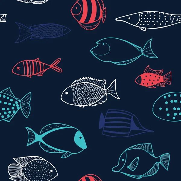 Seamless pattern with fishes Vector Graphics