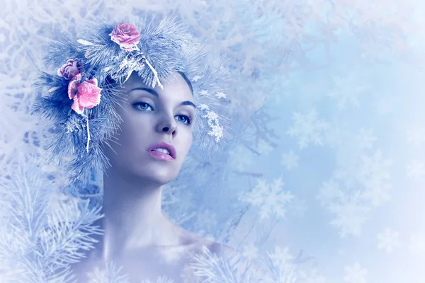 겨울 이미지에서 아름 다운 소녀. — 스톡 사진