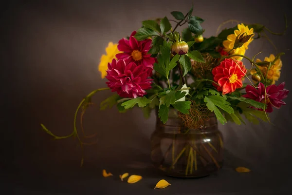 Stilleven van bloeiende planten in vintage stijl. — Stockfoto