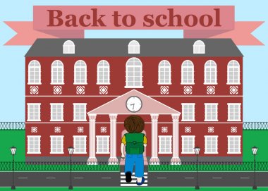 Öğrenci okuyor. Okul için vektör çizim.