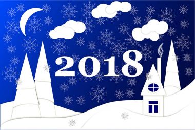 Mutlu yeni yıl, 2018, Merry Christmas vektör çizim.