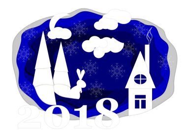 Mutlu yeni yıl, 2018, Merry Christmas vektör çizim.