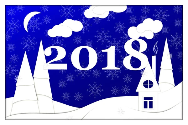 Mutlu yeni yıl, 2018, Merry Christmas vektör çizim.