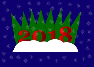 Mutlu yeni yıl, 2018, Merry Christmas vektör çizim. Winte