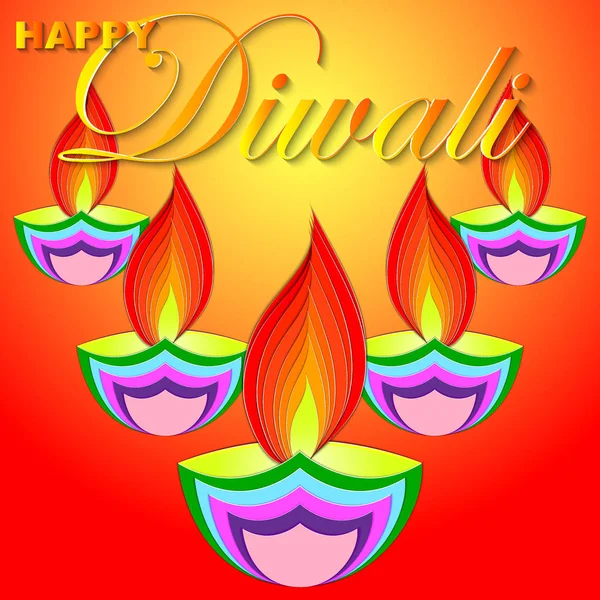 Happy Diwali vector art illustration. Design of greeting card, b — Stock Vector