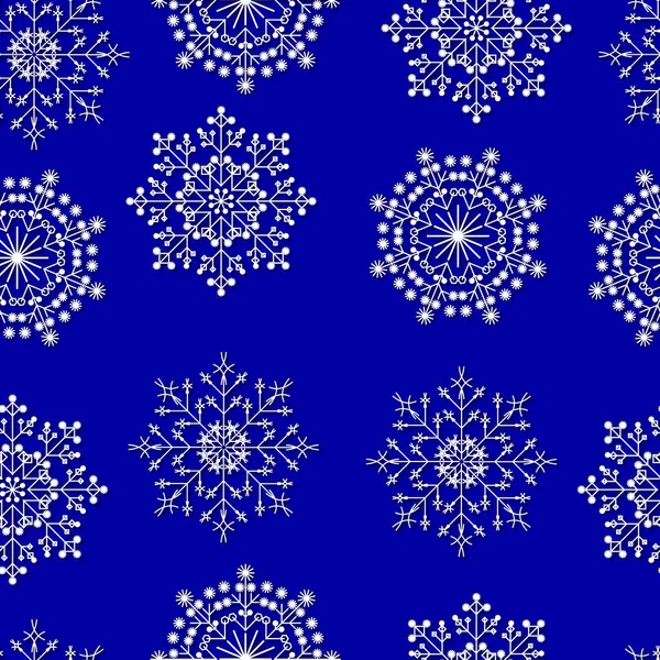 Nouvel an et fond de Noël. Blanc découpé 3d flocons de neige sur fond bleu. Nouvel An et conception de Noël de la carte de vœux, fond, invitation, site Web, panneau d'affichage, panneau d'affichage. Modèle sans couture . — Image vectorielle