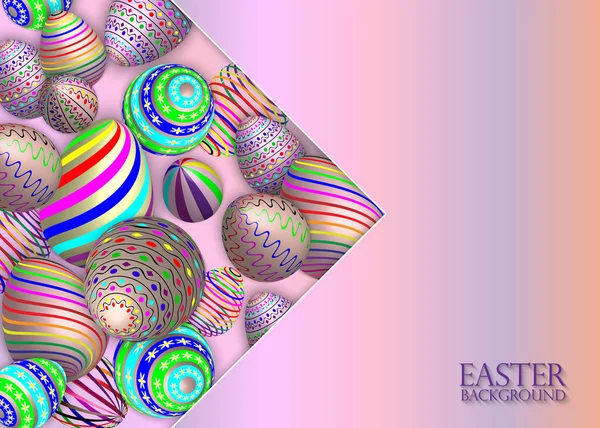 Коллекция пасхальных яиц 3ds. Праздничный пасхальный фон, обои, баннер. Векторная иллюстрация . — стоковый вектор