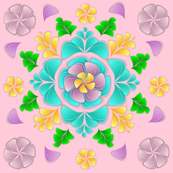 Illustrazione vettoriale con fiori di carta e petali. Fiore 3d sfondo. Composizione floreale per la progettazione di biglietto di auguri, invito, banner, copertina, volantino, poster. La carta è ritagliata . — Vettoriale Stock