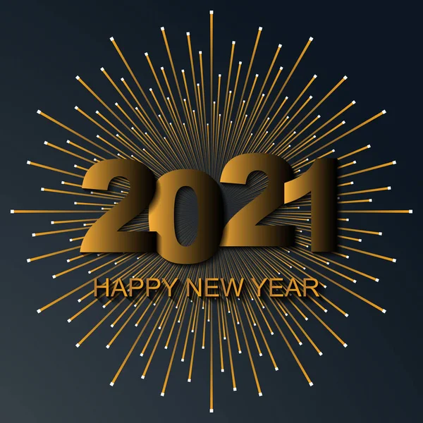 Black New Year background. Happy New Year 2021 logo text design. Cover of business diary for 2021 with wishes. Brochure design template, card, banner. Vector illustration. — Stock vektor