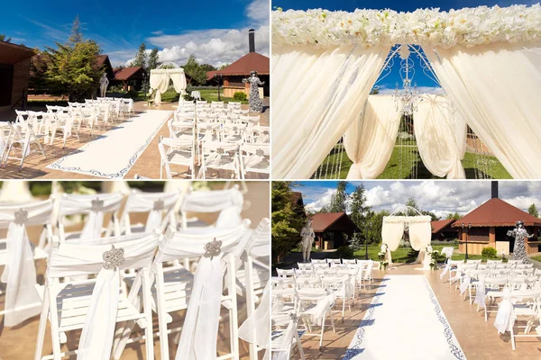 Collage de decoraciones clásicas de boda en color blanco — Foto de Stock