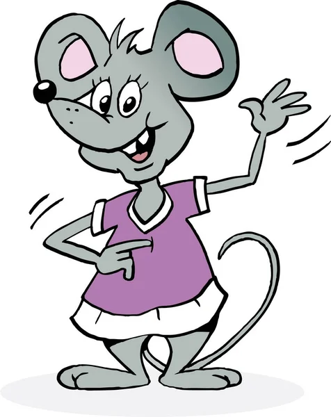 Vector Cartoon illustration of an happy female Mouse — Stock Vector