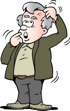 Çizgi film vektör çizim bir ihtiyar düşünme