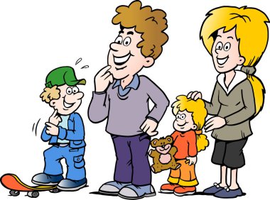 Mutlu bir aile vektör çizim karikatür