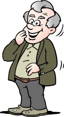 Mutlu bir yaşlı adam vektör çizim karikatür
