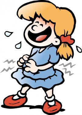 Küçük bir kız edemiyorum karikatür vektör çizim gülüyor