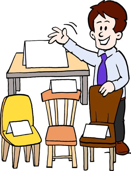 Vektör çizim karikatür bir mobilya satıcı — Stok Vektör