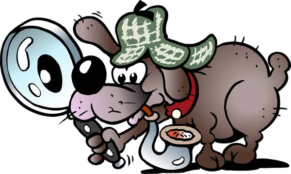 Zeichentrick-Vektor-Illustration eines schlauen und gerissenen Detektivhundes — Stockvektor