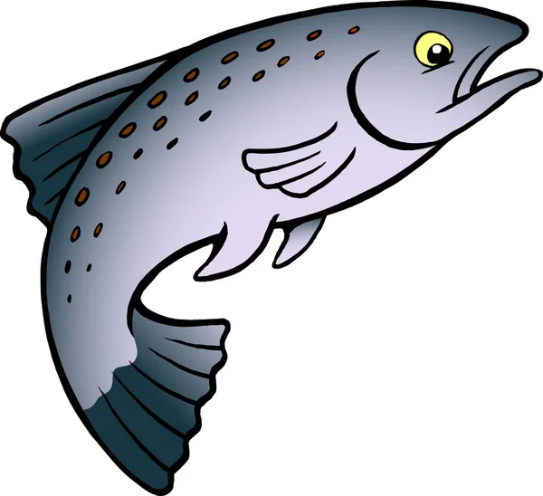 Alabalık balık veya somon vektör çizim karikatür — Stok Vektör