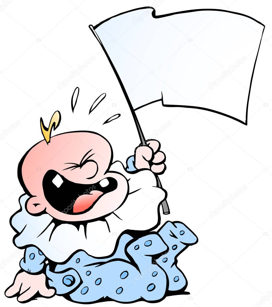 Cartoon Vector illustration of a hysterically screaming Baby Boy