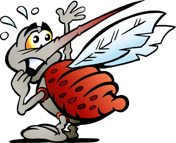 Vector Ilustración Dibujos Animados Mosquito Asustado — Vector de stock