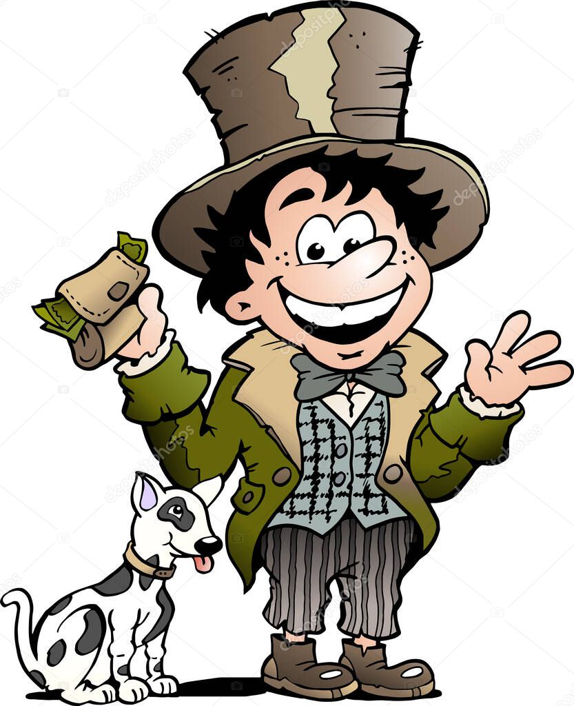 Vector Cartoon illustration of a Happy Oliver Twist
