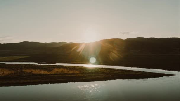 Timelapse Tiro Rio Montanhas Pôr Sol — Vídeo de Stock