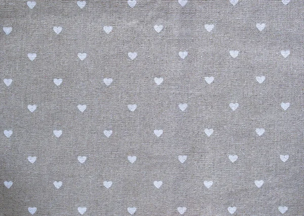 Grey cotton napkin with hearts. decorated background for valentines day — Stock Photo, Image