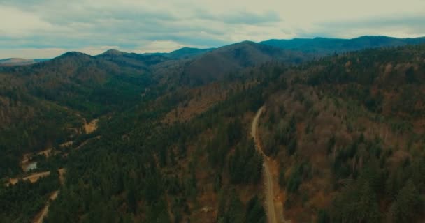 Aerial View. Flying over the beautiful mountain and forest. Aerial camera shot. — Stock Video