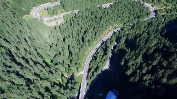 Ünlü Transfagarasan yılan gibi dağ yolu üzerinde hava atış — Stok video