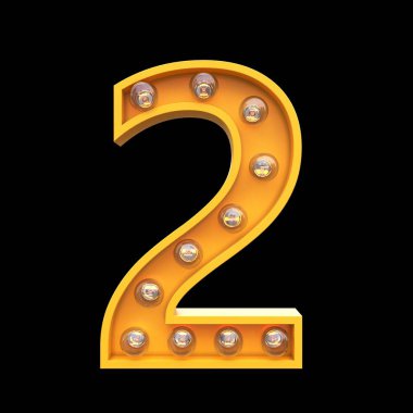 Numaraları lambalar 3d çizim ışık