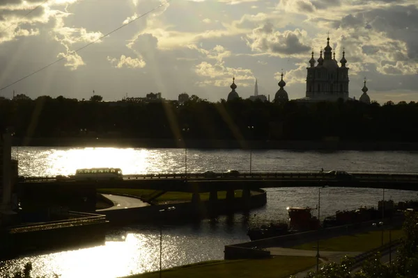 Смольний Собор Санкт Петербурзі Росія Вид Річки Великого Охта — стокове фото