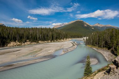 Rocky Dağları. Kanada. Icefields parkway, Sunwapta Nehri