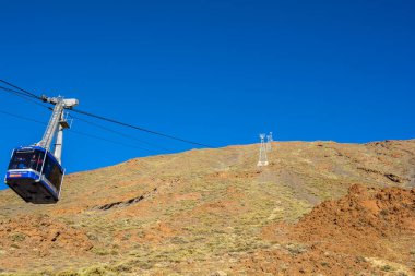 Teleferik Tenerife adasında - Kanarya İspanya Teide yanardağı üzerinde