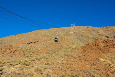 Teleferik Tenerife adasında - Kanarya İspanya Teide yanardağı üzerinde